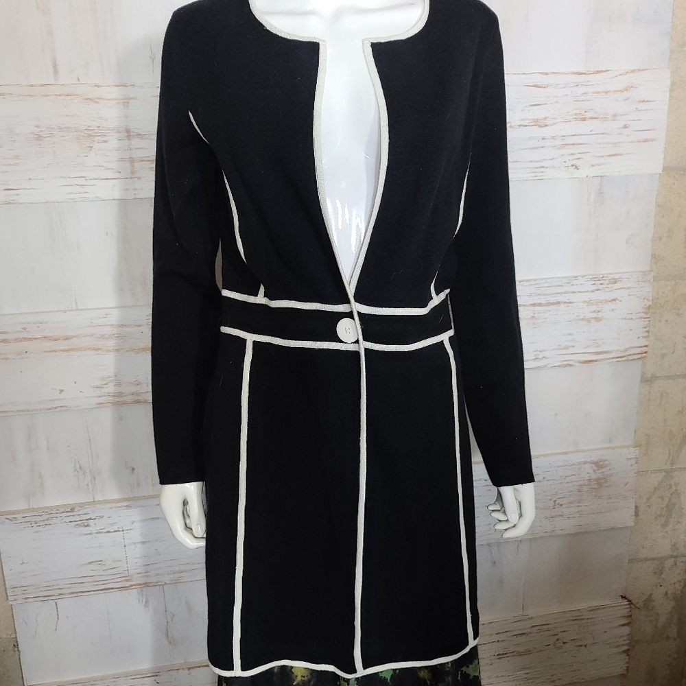 Black Long‎ cardigan  sz Small  long Jones Studio @23